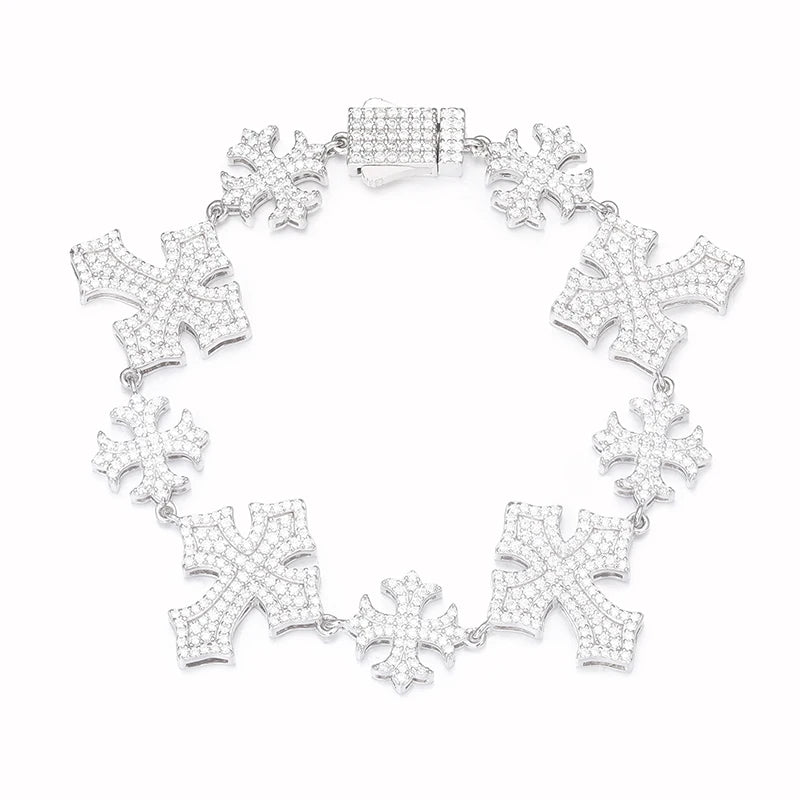 Moissanite Maltese Cross Bracelet - 925 Sterling Silver.