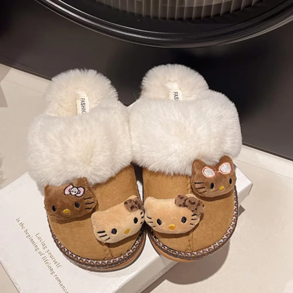 Hello Kitty Winter Plush Slippers - Cozy & Cute.