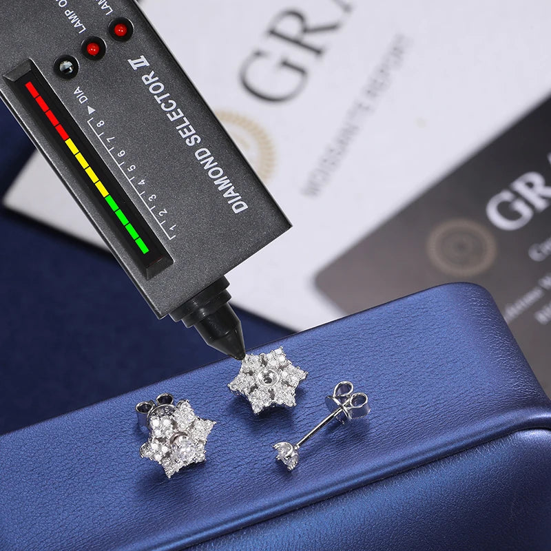 Dazzling S925 Moissanite Snow Flower Stud Earrings.