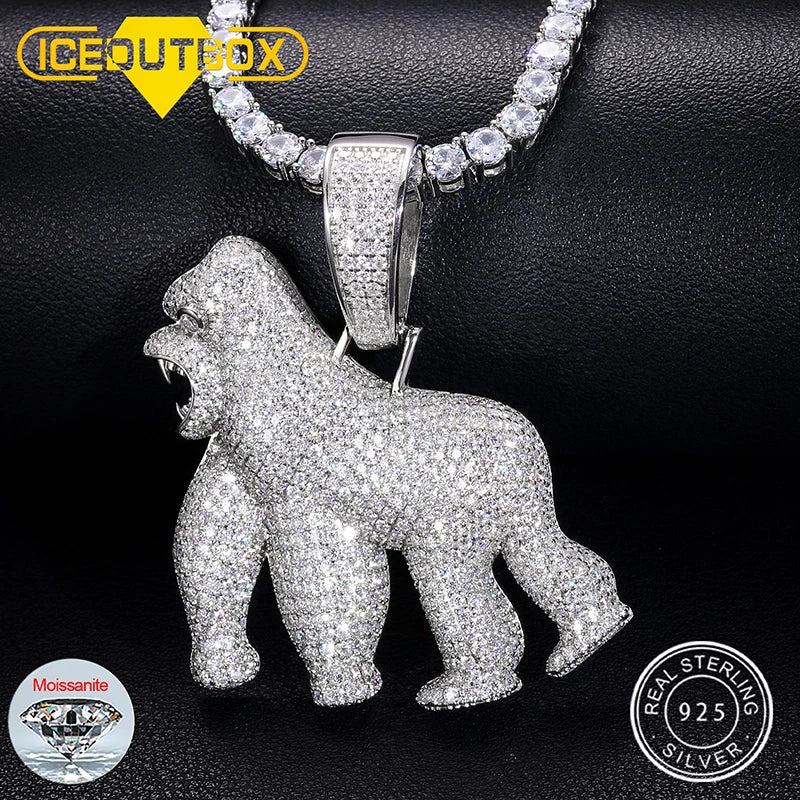 Luxury S925 Moissanite Orangutan Pendant Necklace.