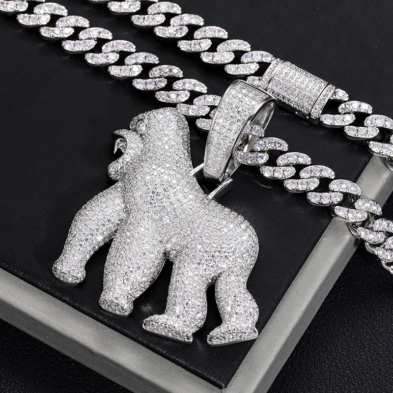 Luxury S925 Moissanite Orangutan Pendant Necklace.