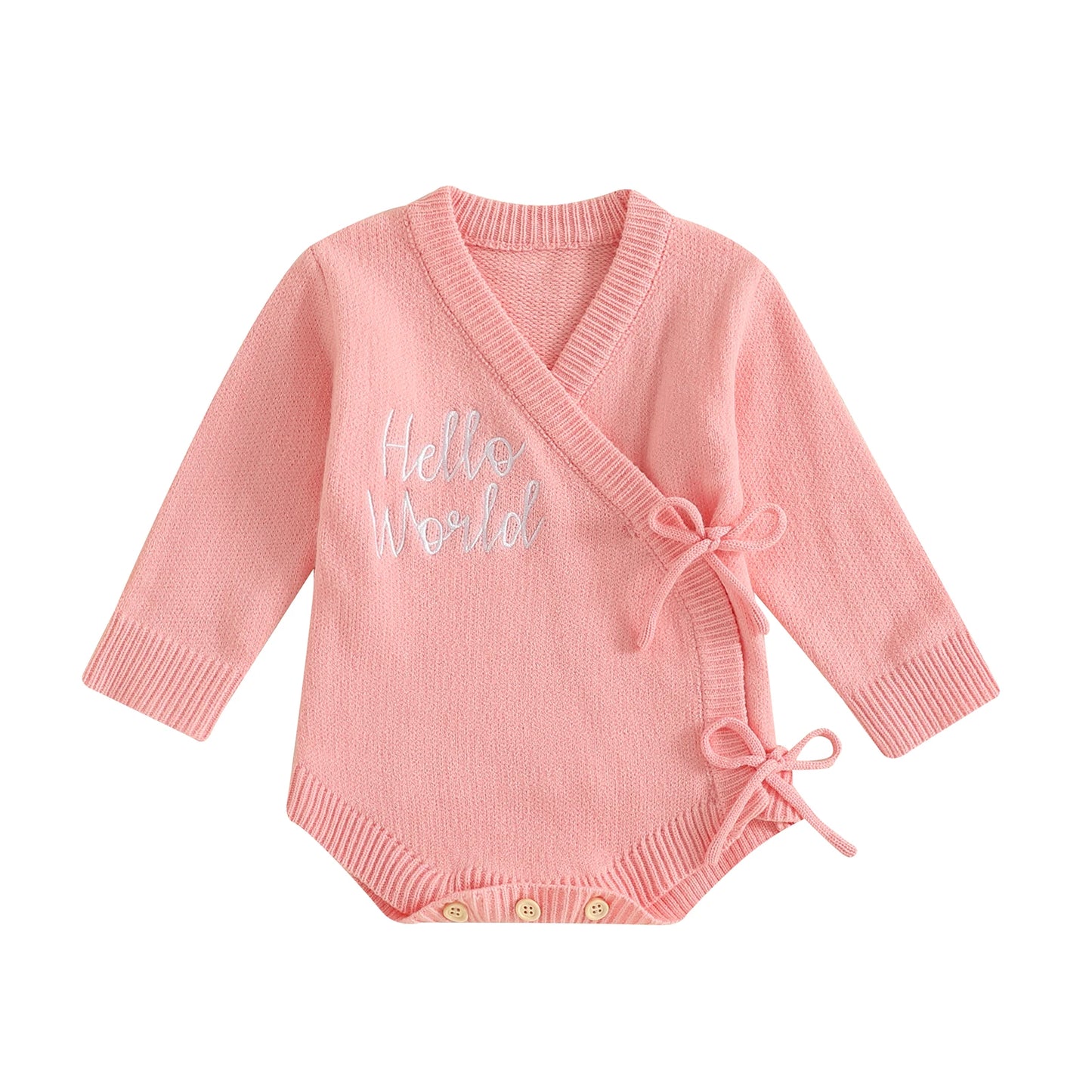 Soft Knitted Newborn Baby Sweater Rompers with Letter Embroidery