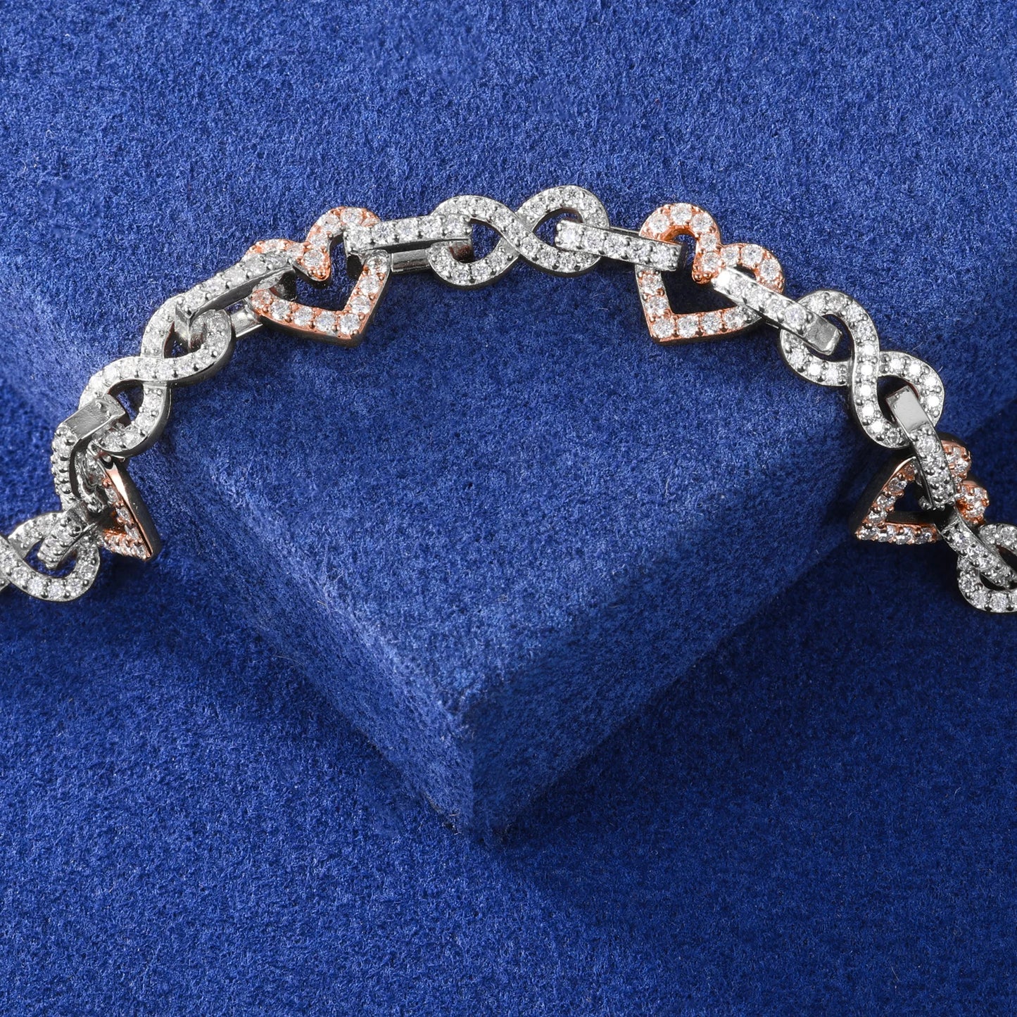 Dazzling Moissanite 8mm Infinity Heart Bracelet.