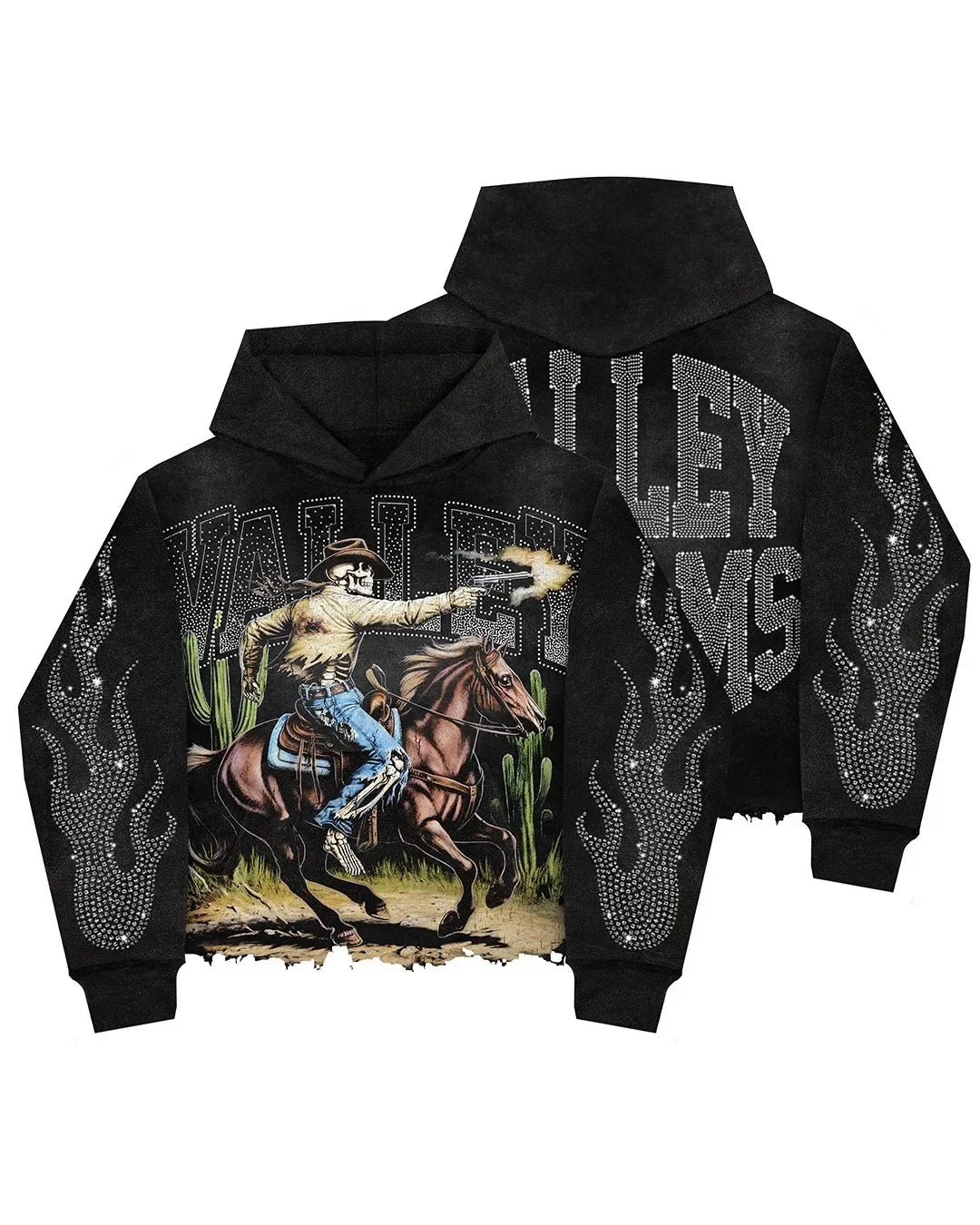 Harajuku Y2K Horse Racing Print Oversized Hoodie