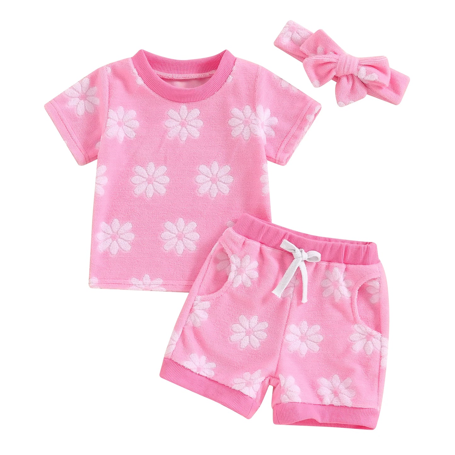 Daisy Floral Baby Girl Summer Outfit 3PCS Set