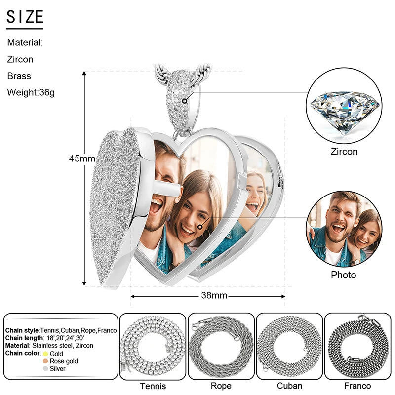 Custom Heart-Shaped Photo Pendant Necklace.