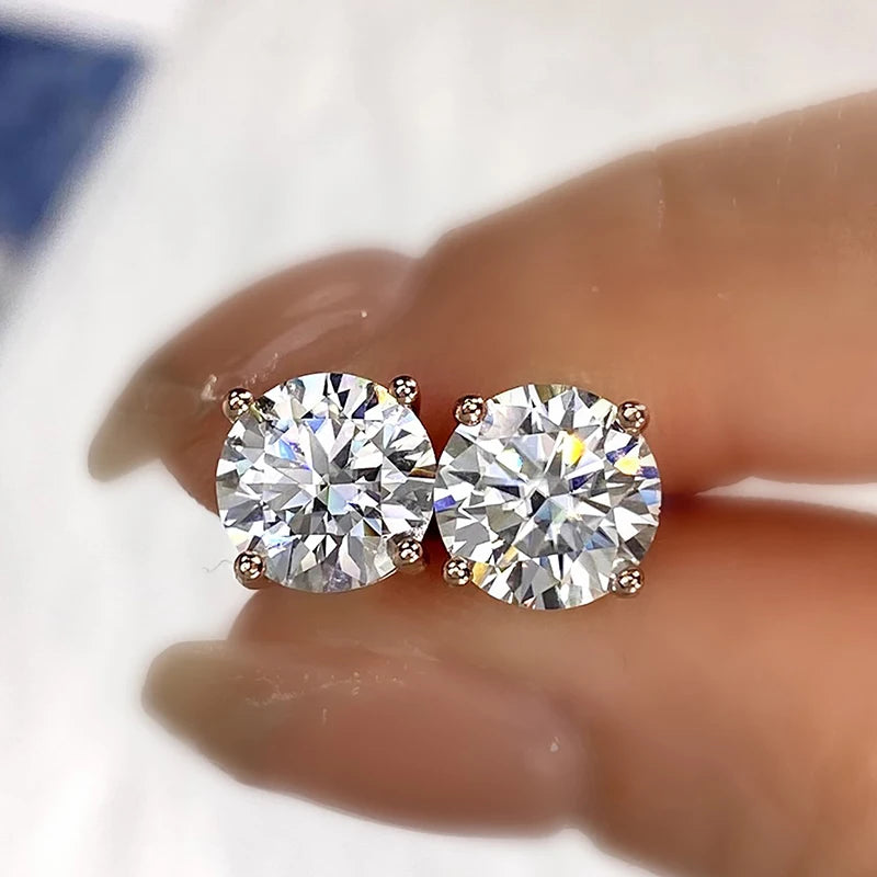 Brilliant Round Cut Moissanite Stud Earrings for Women.