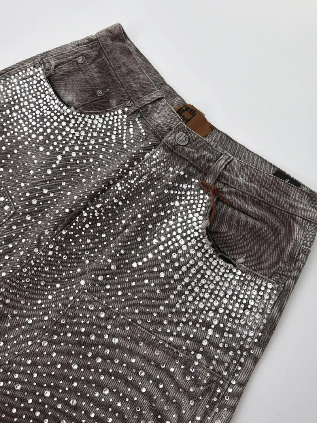 Y2K Baggy Denim Shorts with Rhinestones - Unisex Style