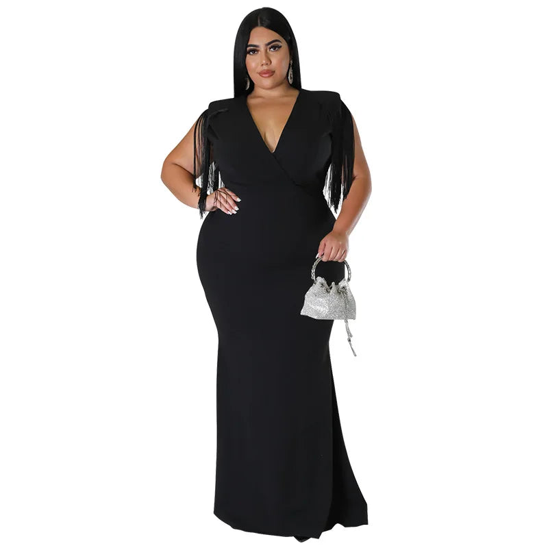 Chic Plus Size Tassel Maxi Dress for Women.