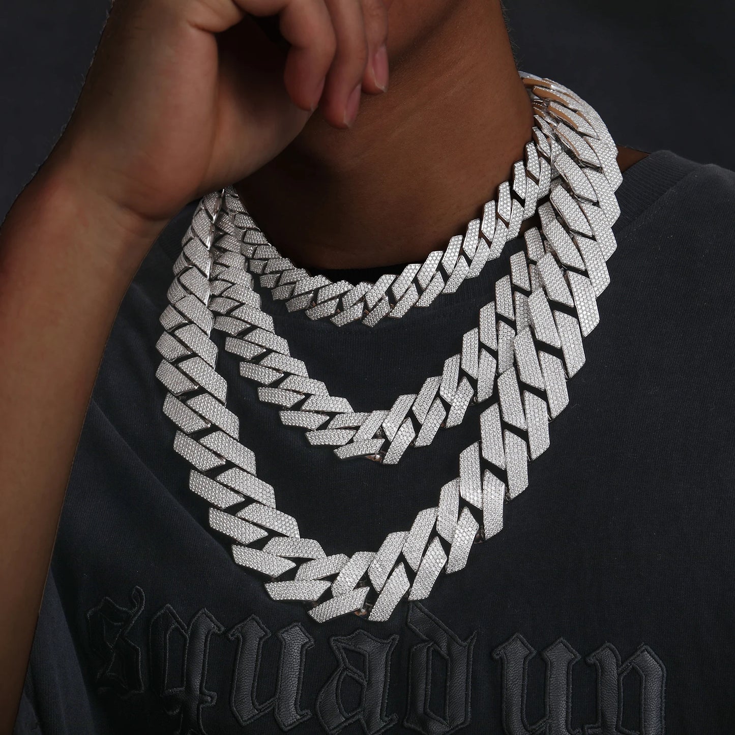 Moissanite Cuban Link Necklace - 16/20/27MM S925 Silver.