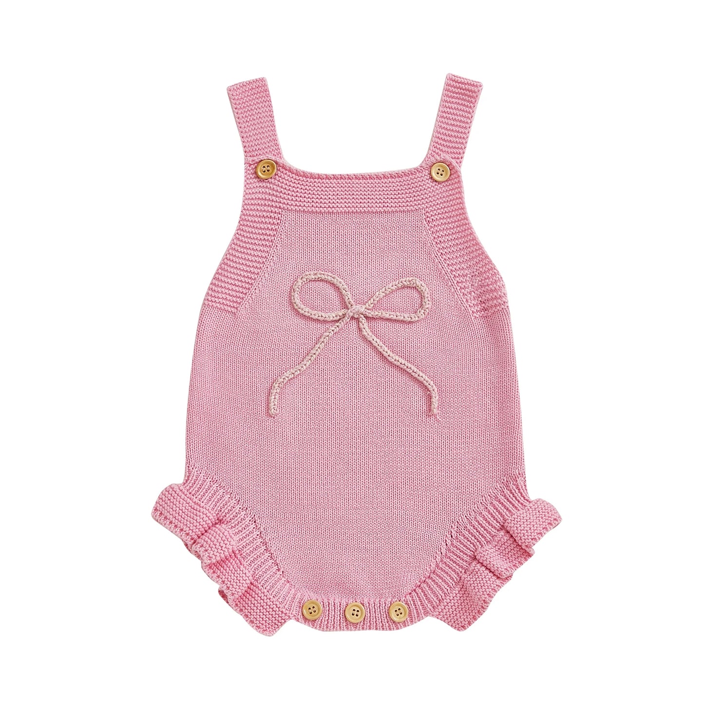 Adorable Knit Baby Girls Bodysuit - Princess Romper with Bow