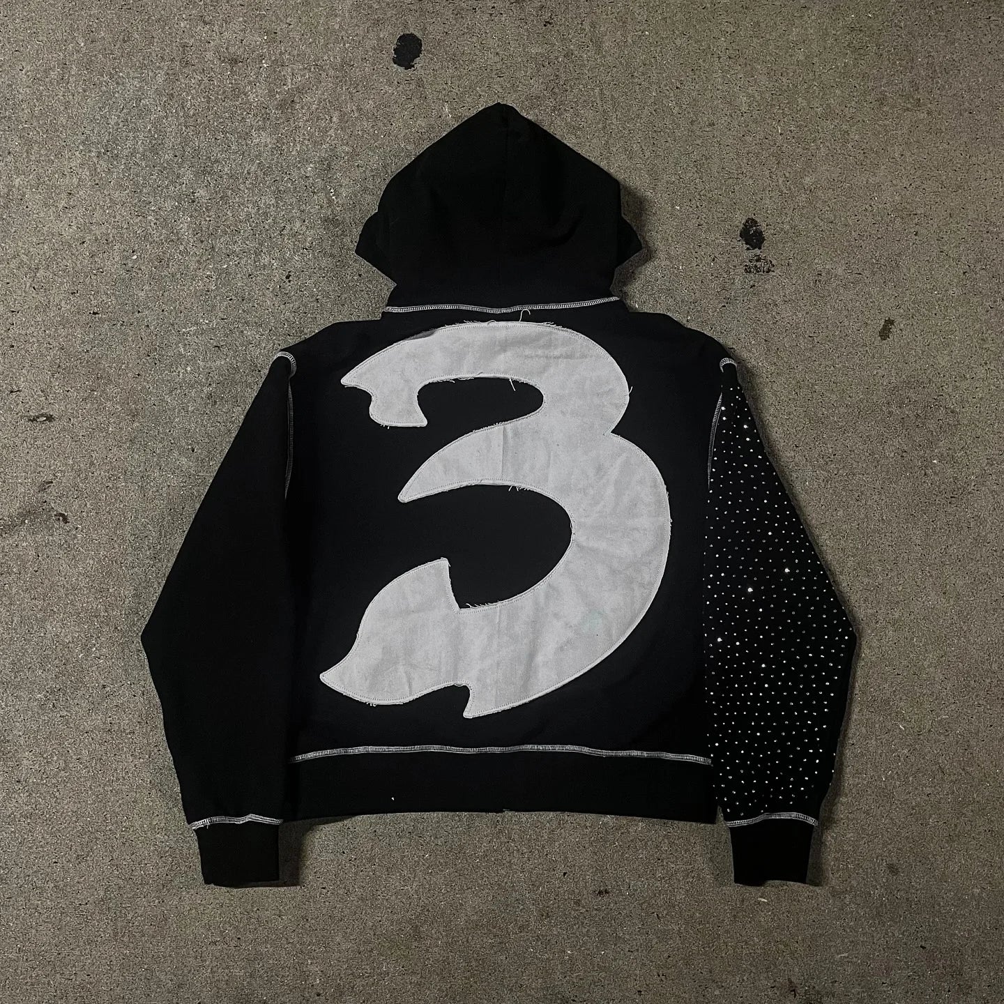 Oversized Y2K Embroidered Zipper Hoodie for Men