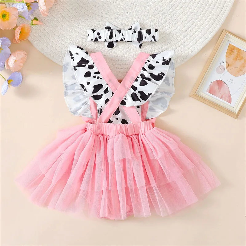 Bowknot Baby Girls Romper Dress with Headband