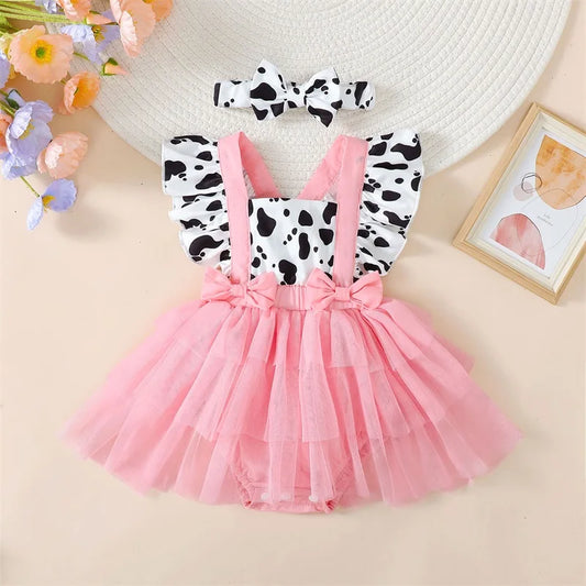 Bowknot Baby Girls Romper Dress with Headband