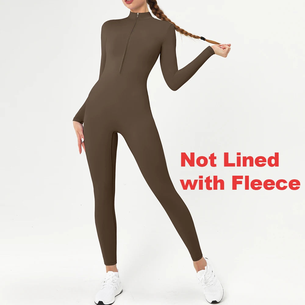 Warm Fleece Lined Long Sleeve Jumpsuit for Women.