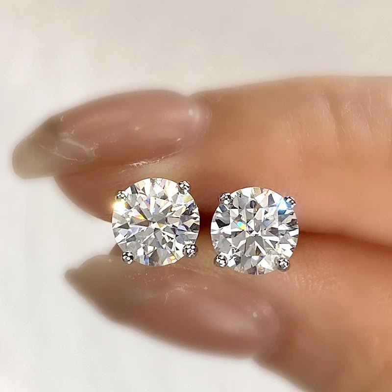 Brilliant Round Cut Moissanite Stud Earrings for Women.