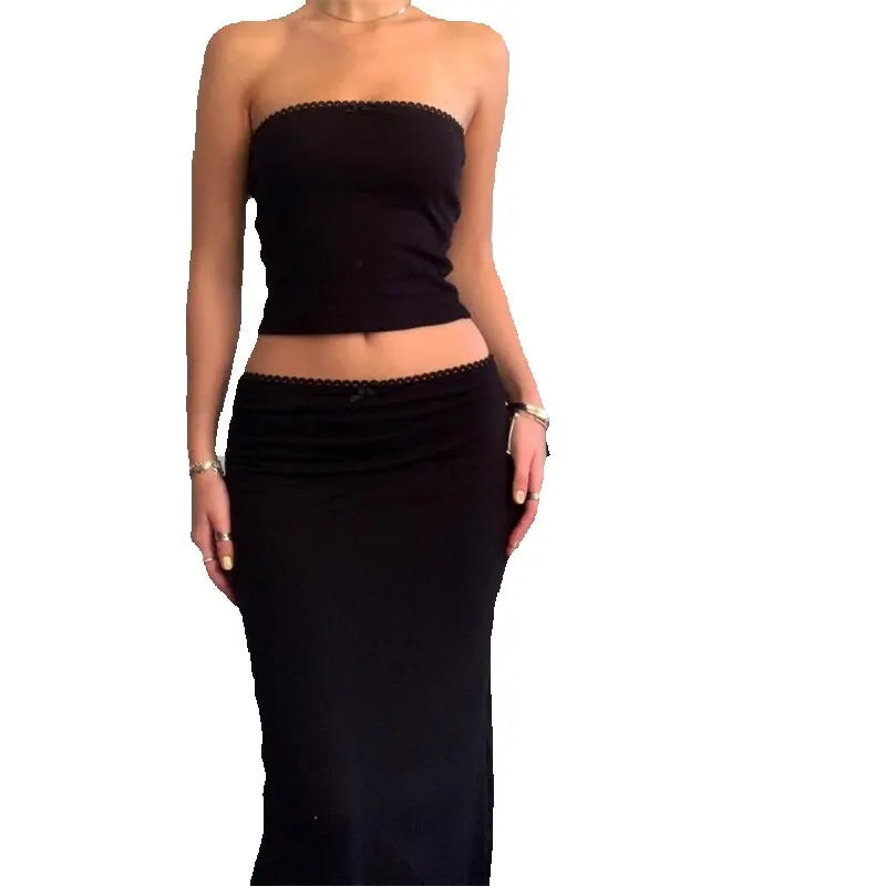 Trendy Vintage 2 Piece Maxi Skirt Set - Chic Cami.