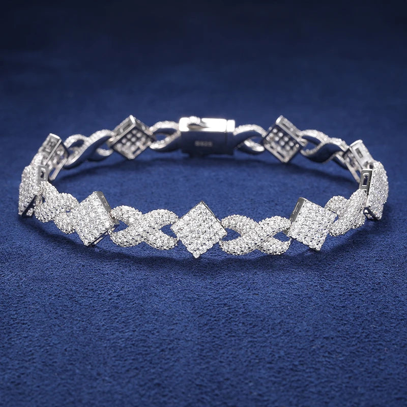 Iced Out VVS Moissanite 925 Sterling Silver Bracelet.