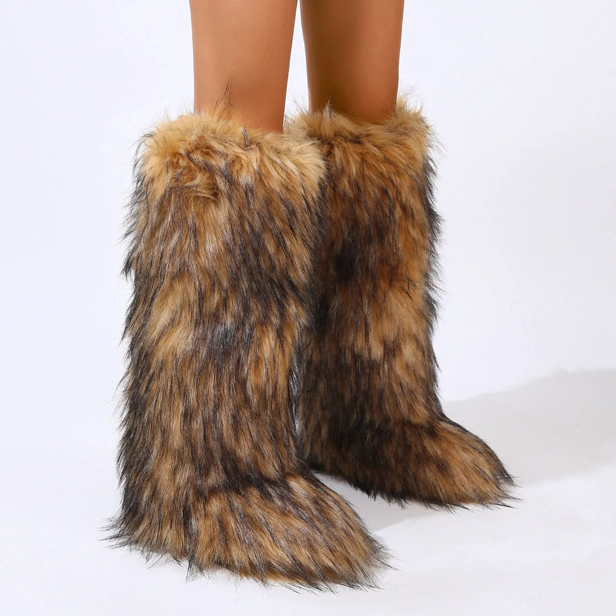 2025 Women's Winter Thigh High Plush Faux Fur Boots