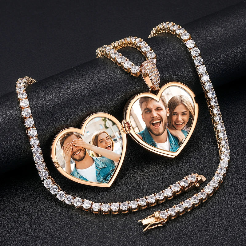 Custom Heart-Shaped Photo Pendant Necklace.