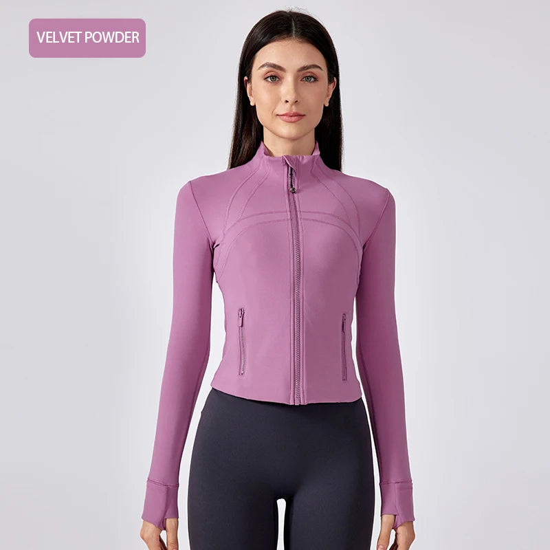 Women's Slim Fit Stand Collar Yoga Jacket.