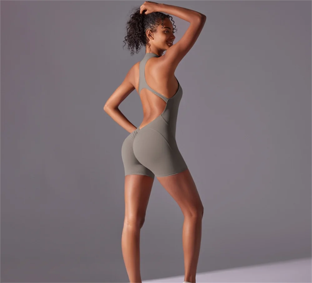 High-Intensity Nude Yoga Jumpsuit for Women