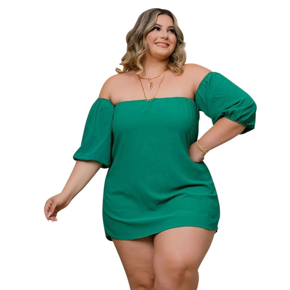 Chic Plus Size Off-Shoulder Two Piece Shorts Set.