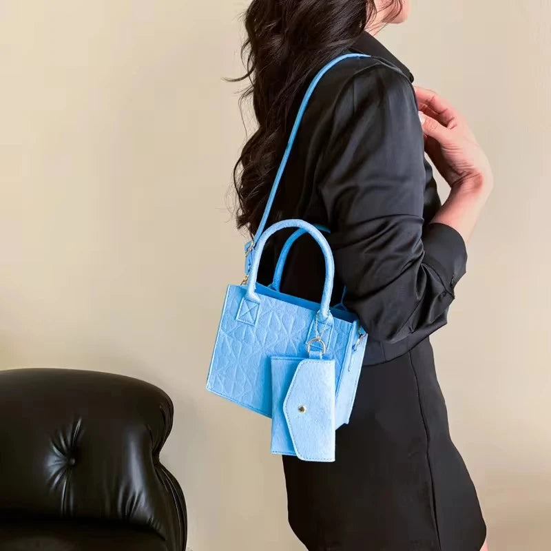 Minimalist Embossed Felt Handbag for Women.