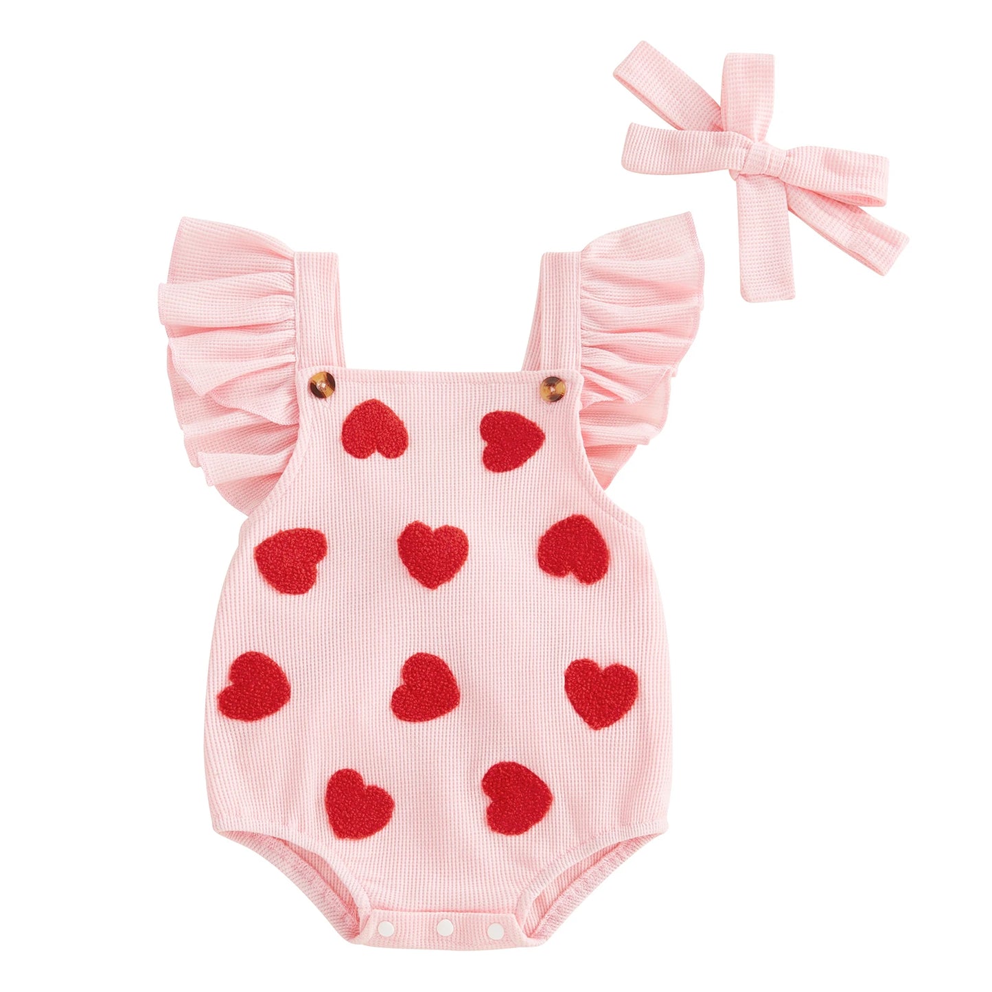 Sweet Style Newborn Girls Summer Romper with Heart Design