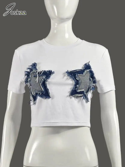 Trendy Star Patchwork Clubwear T-Shirt for Women.