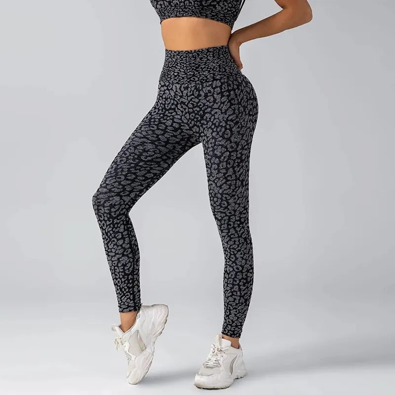 High Waist Leopard Print Yoga Pants for Women.