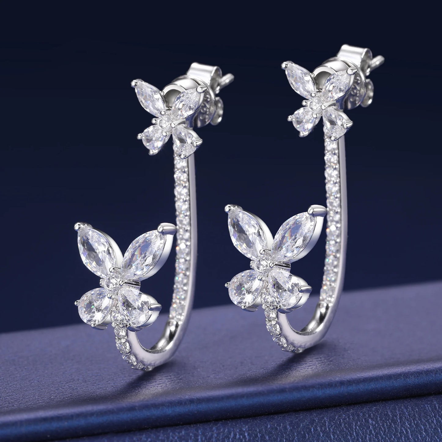 925 Sterling Silver Moissanite Butterfly Earrings For Women Iced Out Elegant Aretes Wedding Engagement Jewelry