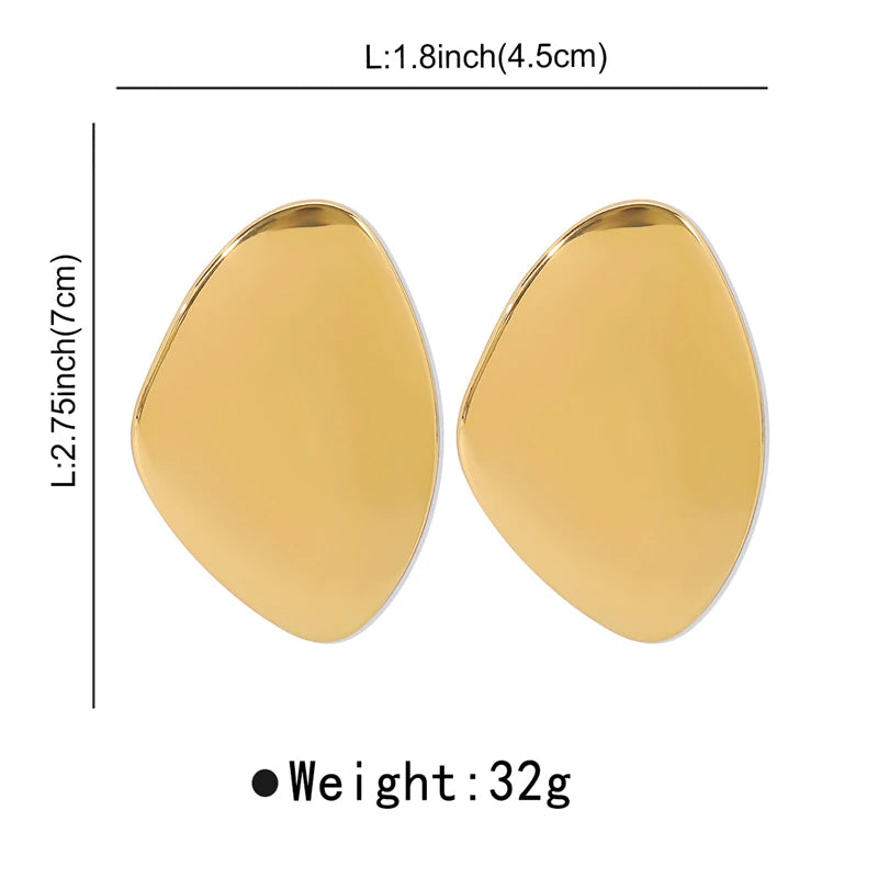 Trendy Asymmetric Bright Metal Alloy Earrings.