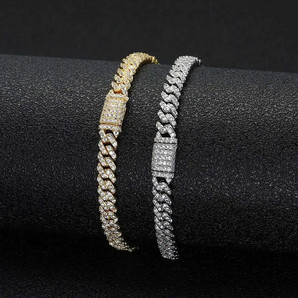 6mm Gold Plated Cuban Chain Bracelet for Women.