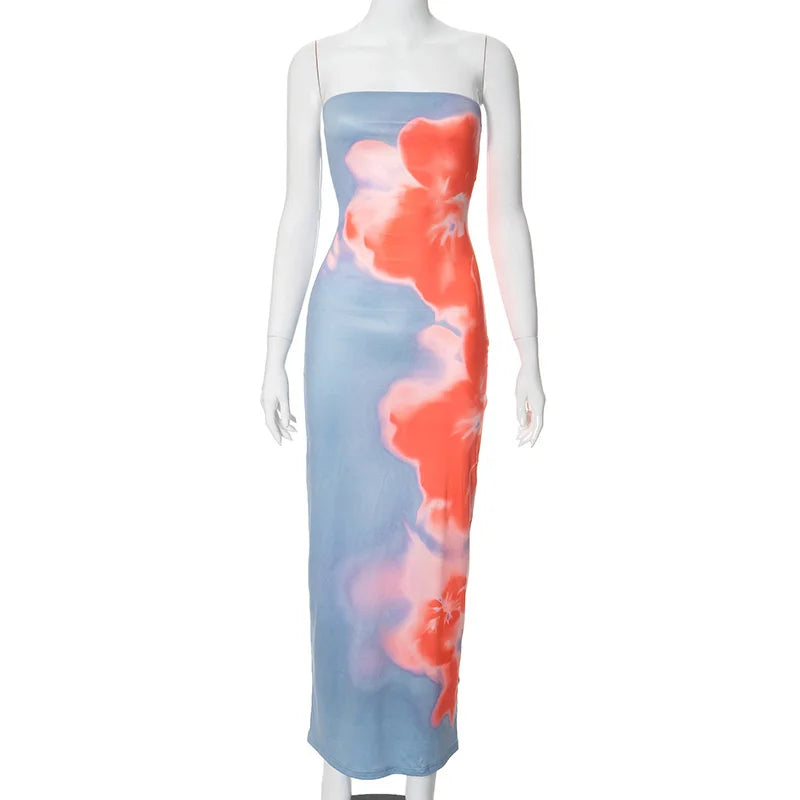 Trendy Women’s Sexy Strapless Maxi Dress.