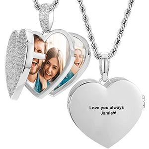 Custom Heart-Shaped Photo Pendant Necklace.