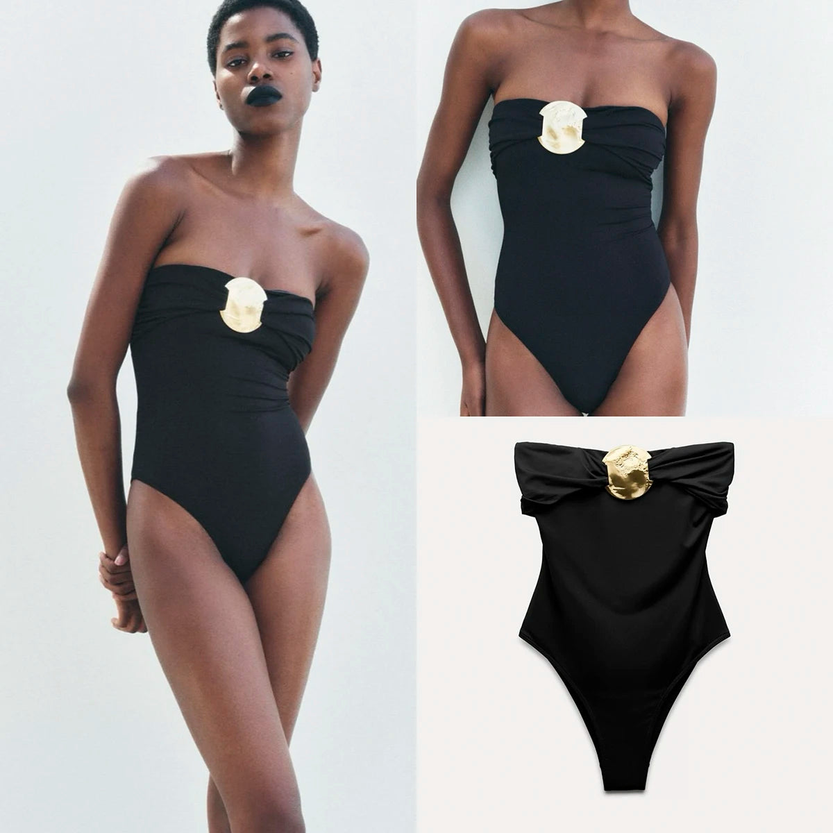 Bandeau Monokini High Waist Women's Swimsuit.