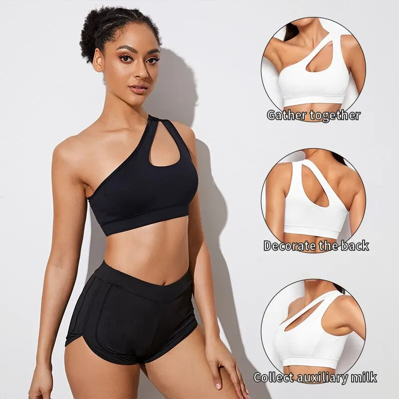 Stylish One Shoulder Push Up Sports Bra for Women.