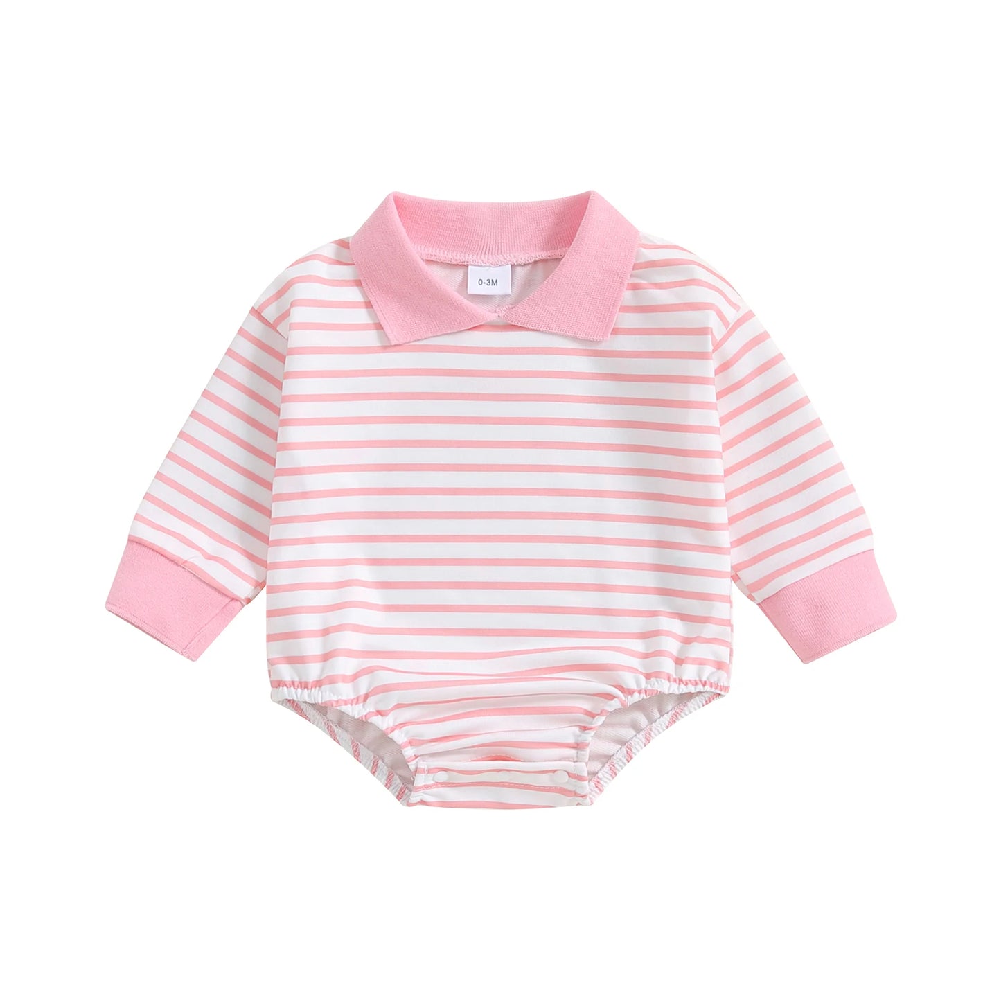 Stripe Print Newborn Romper - Long Sleeve Jumpsuit