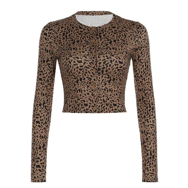 Chic Leopard Print Two Piece Clubwear Suit.