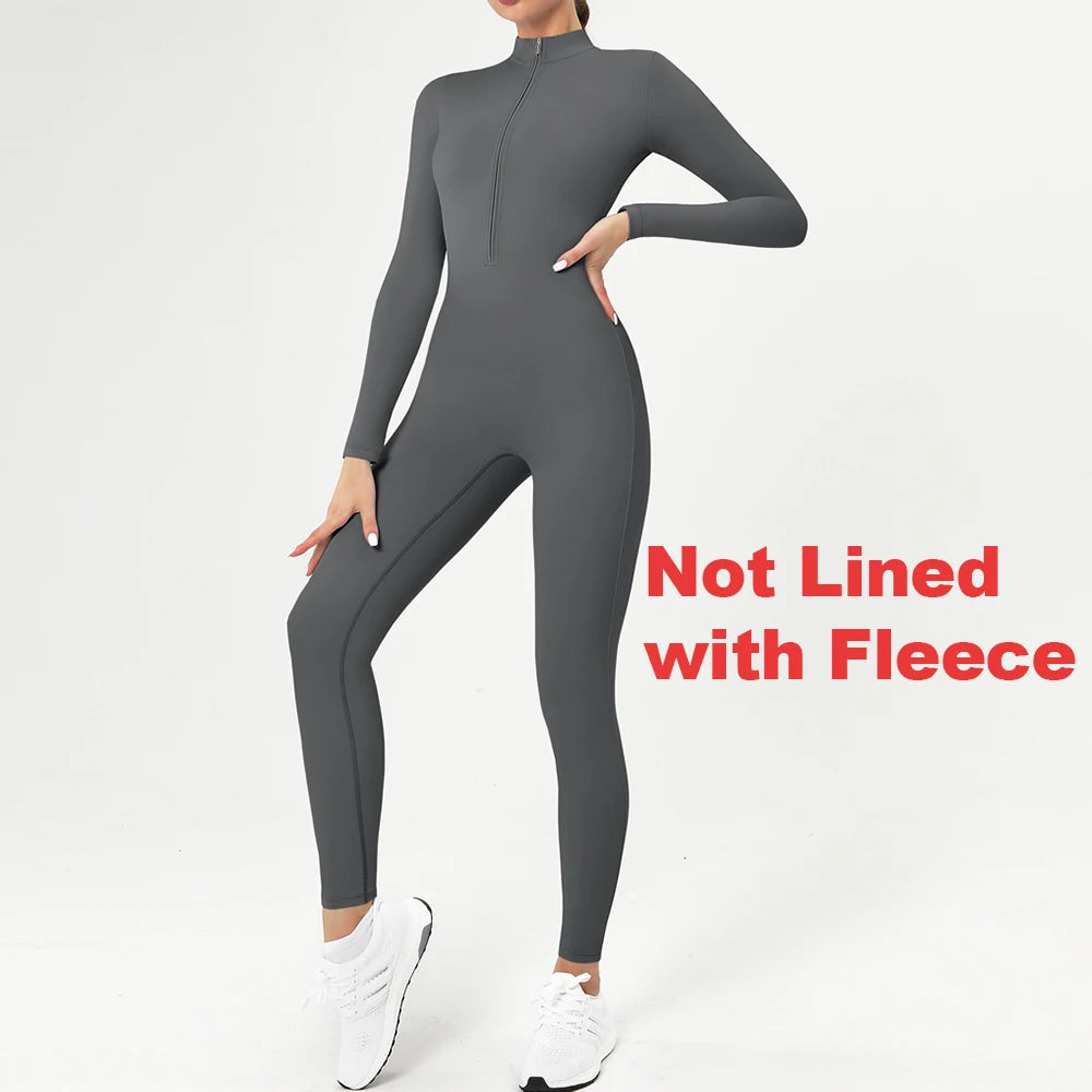 Warm Fleece Lined Long Sleeve Jumpsuit for Women.