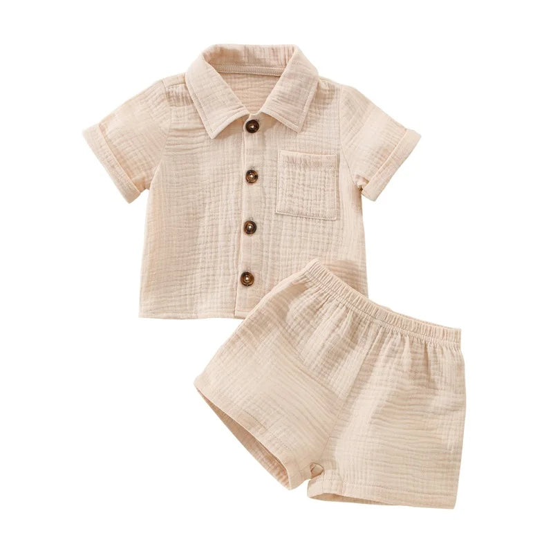 Cotton Linen Toddler Summer Outfit Set - 2PCS