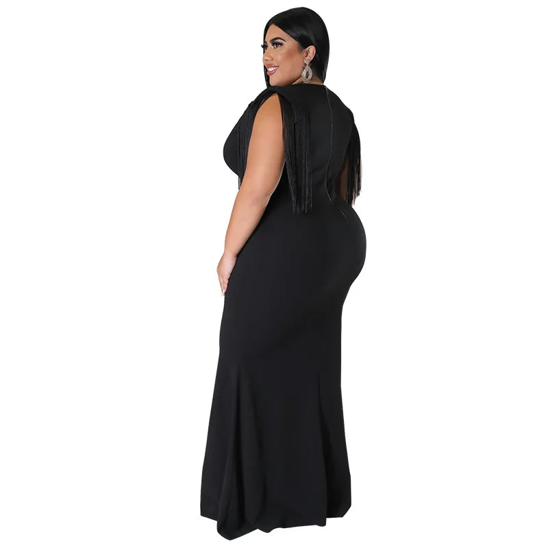 Chic Plus Size Tassel Maxi Dress for Women.