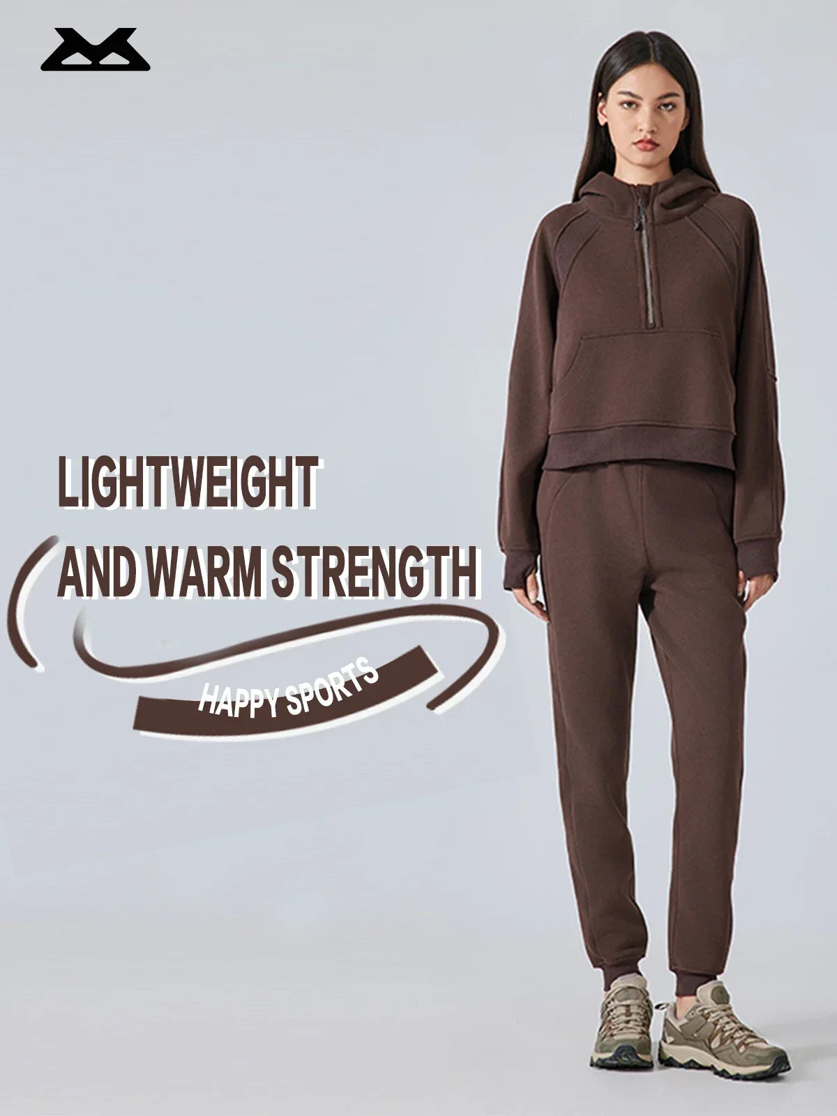 Women’s Fleece-Lined Half-Zip Hooded Yoga Jacket.