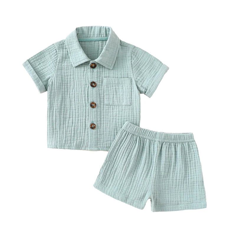 Cotton Linen Toddler Summer Outfit Set - 2PCS