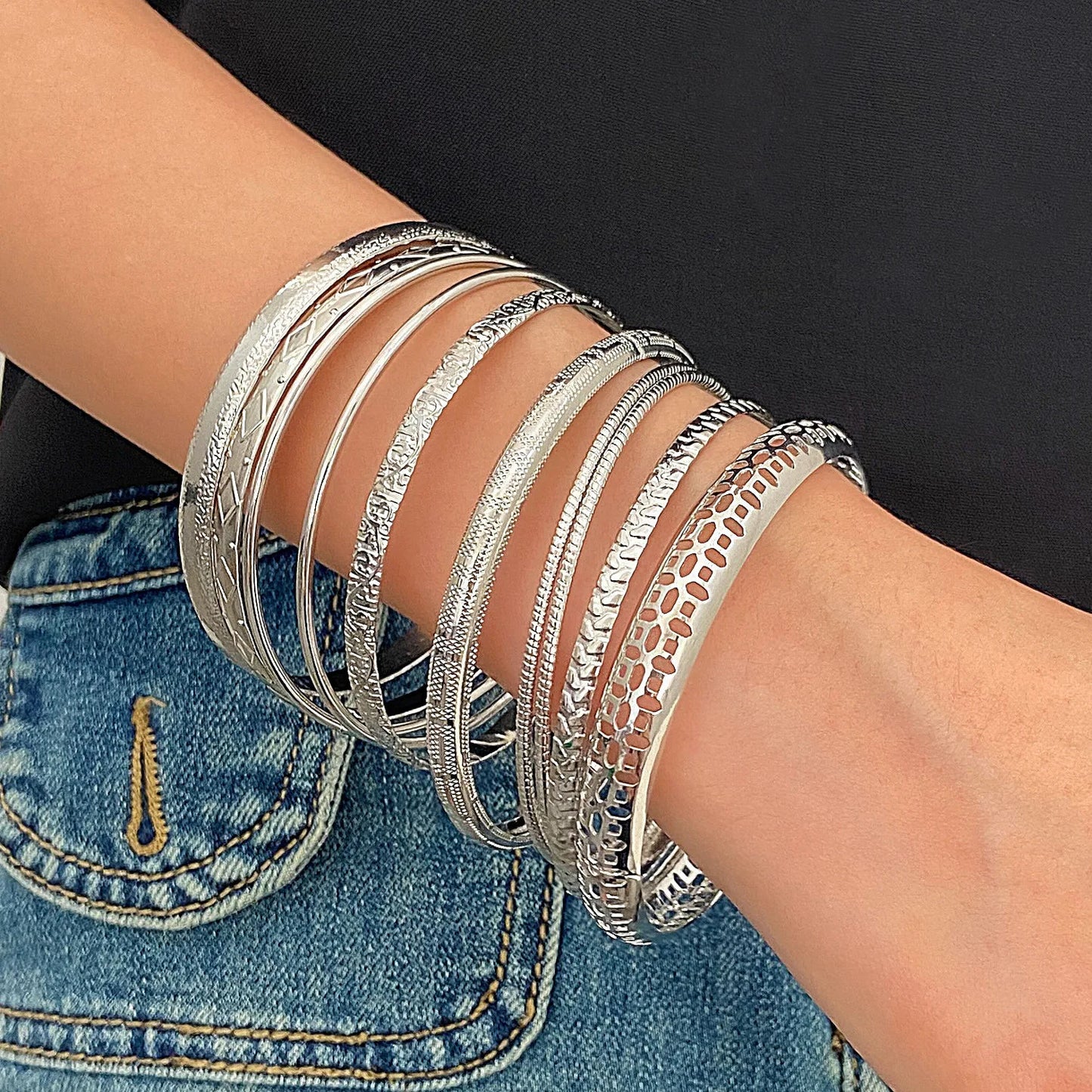 Twist Texture Stainless Steel Bangles.