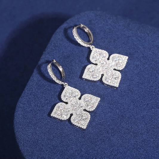 Dazzling Moissanite Ace Spades Earrings in Silver.