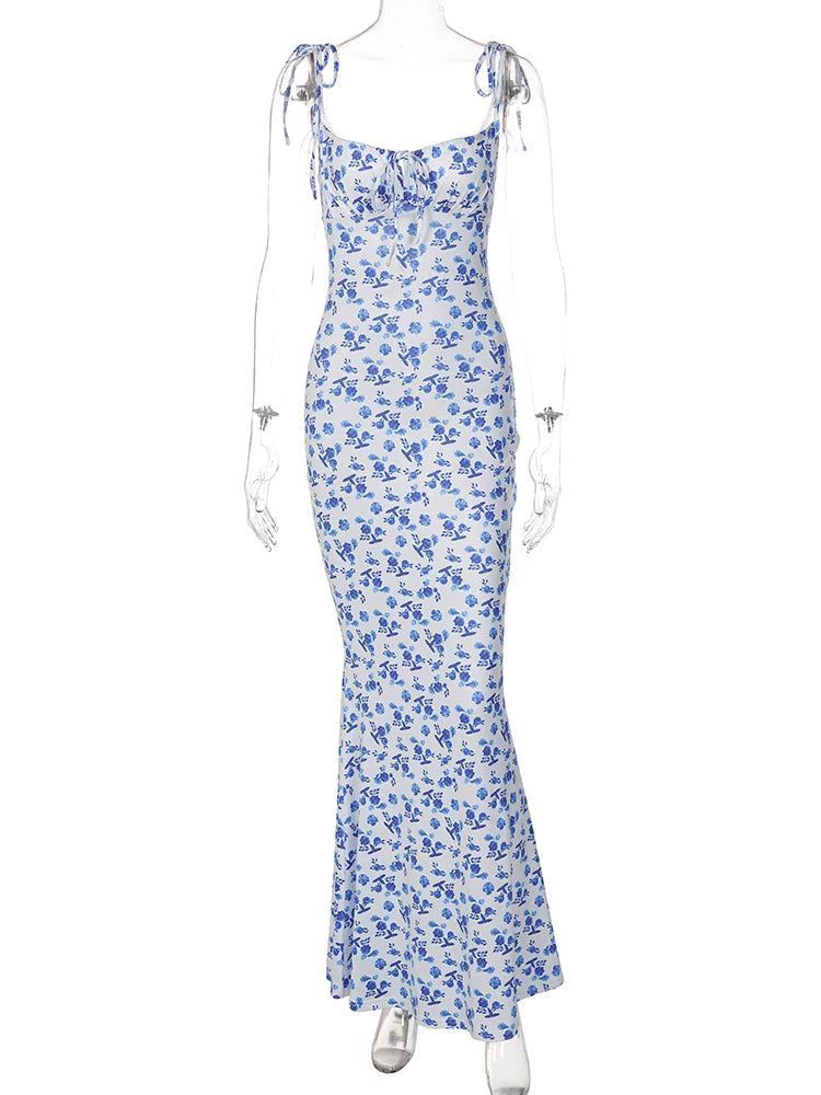 Floral Print Backless Maxi Dress - Summer Essential.