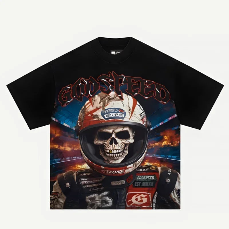 GOD SPEED Eye Moon Print Cotton Tee for Summer