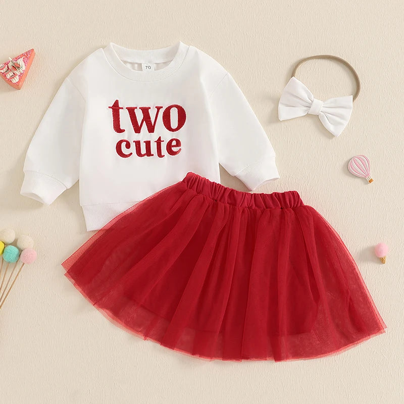 Toddler Girls Fashion Skirt Set - Stylish Sweatshirt & Mesh Skirt